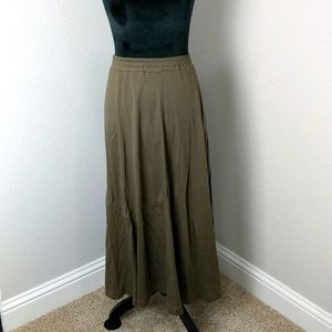 Olive Cotton Maxi Skirt